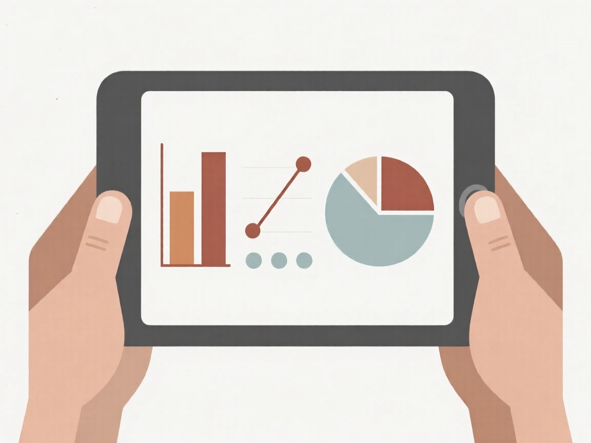 A pair of hands holding a tablet with charts