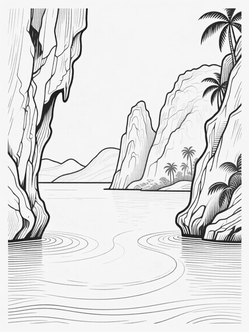 A tropical lagoon surrounded by dramatic limestone cliffs