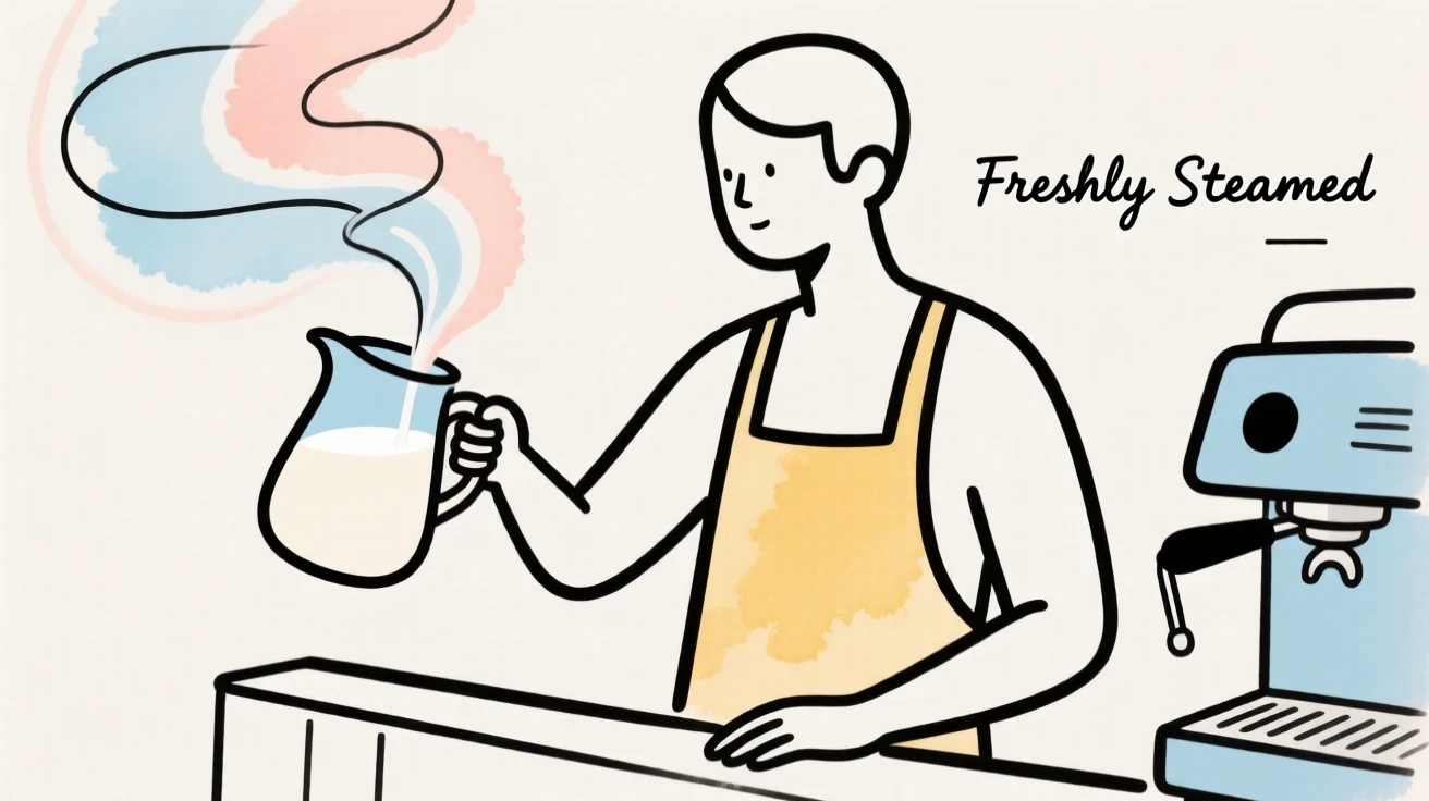 A barista steaming milk