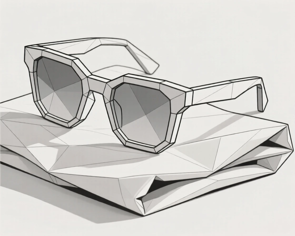 A pair of designer sunglasses resting on folded fabric