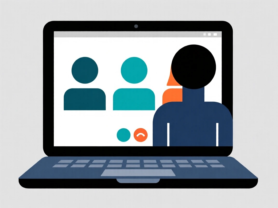 A person video calling colleagues on a laptop