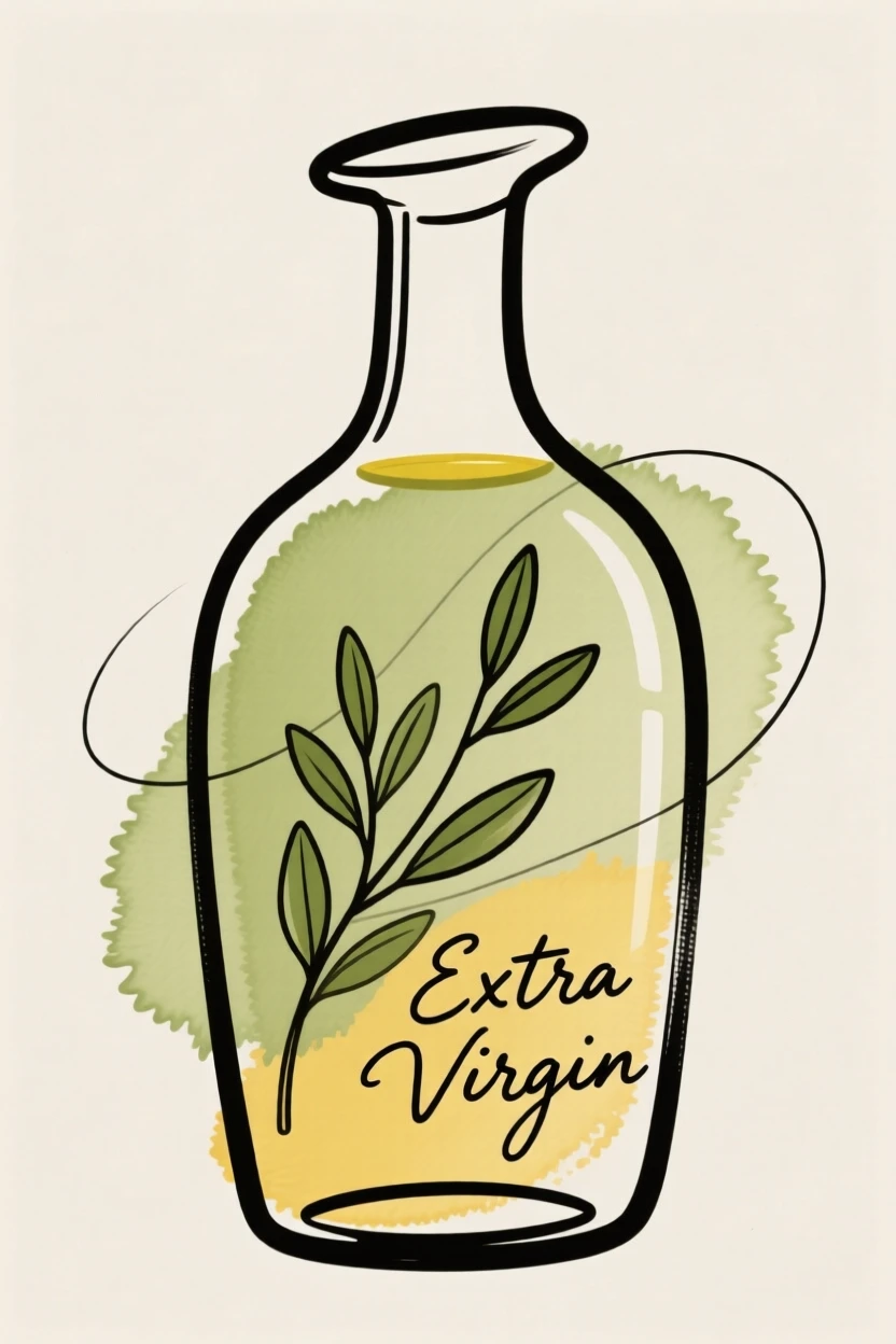 A bottle of olive oil with herbs
