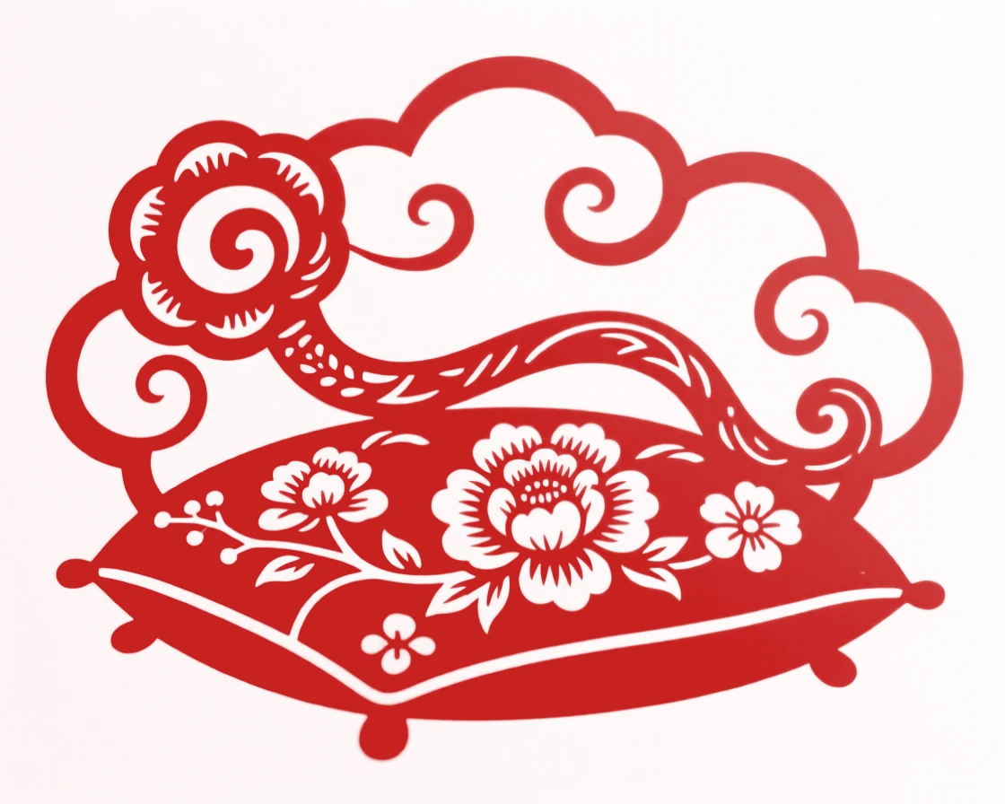 A ruyi scepter resting atop a cushion of clouds, its curved head symbolizing wishes granted