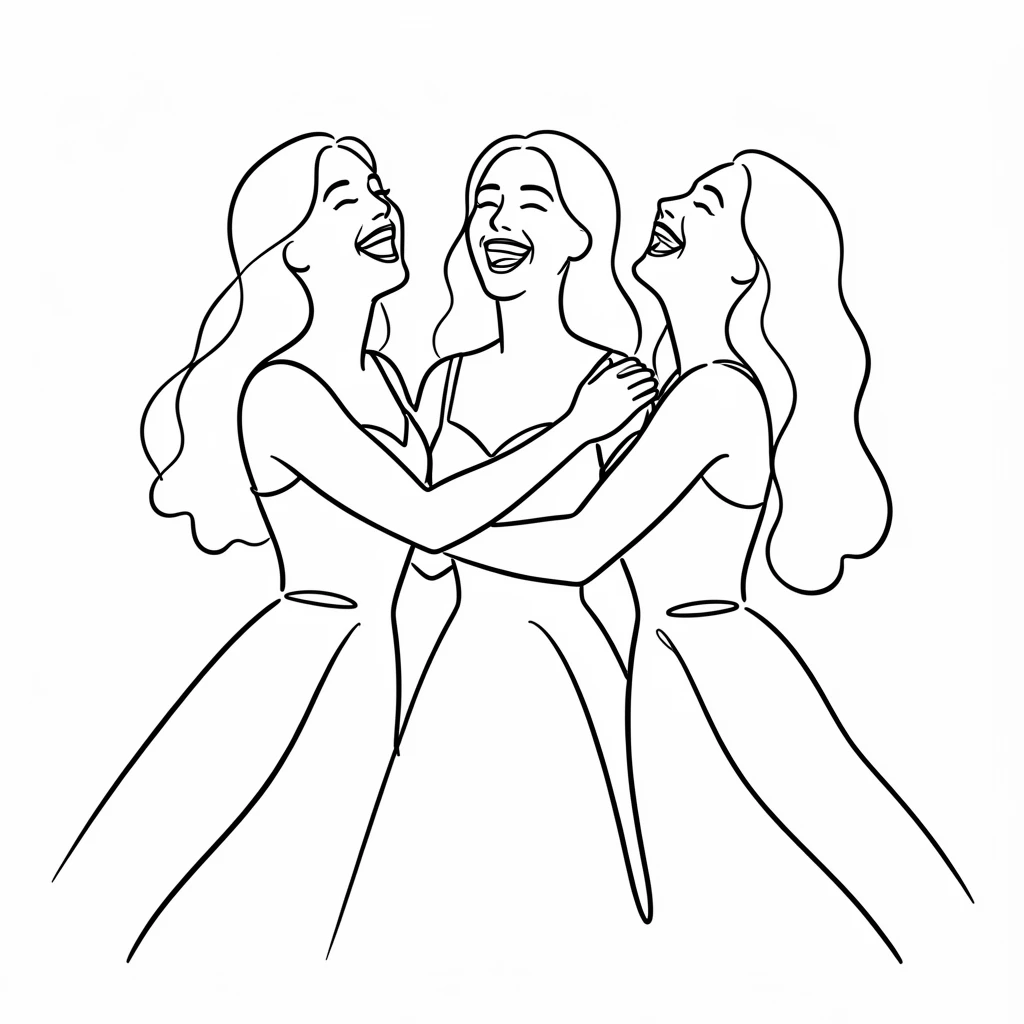 A group of bridesmaids laughing together while getting ready for a wedding