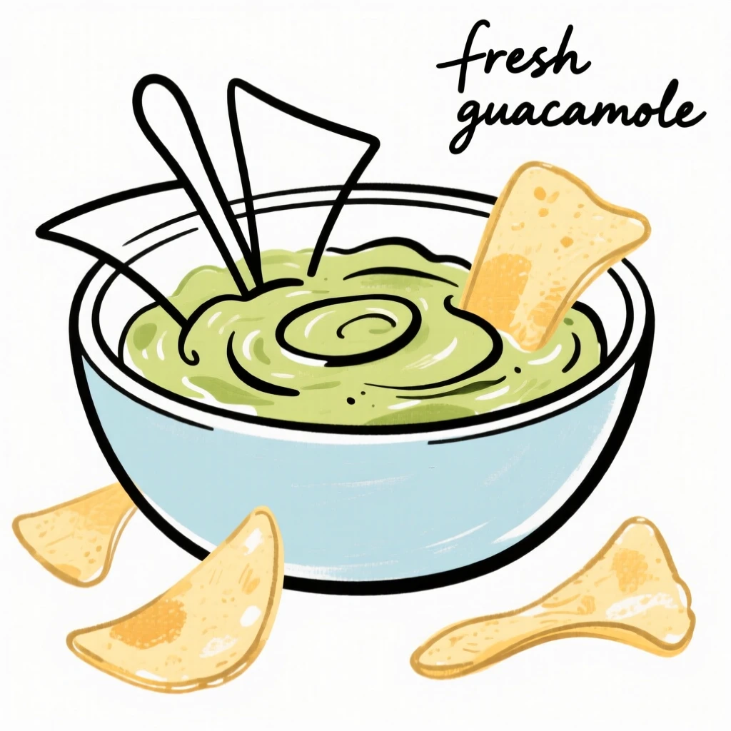 A bowl of guacamole with chips