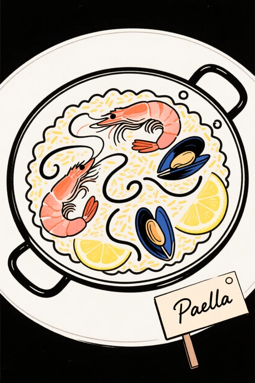 A plate of paella