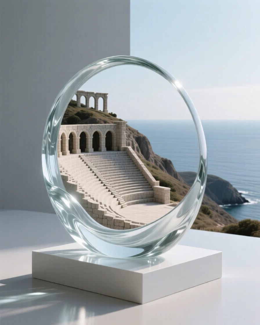 With the sea stretching endlessly beyond the horizon, an ancient amphitheater carved into the side of a hill