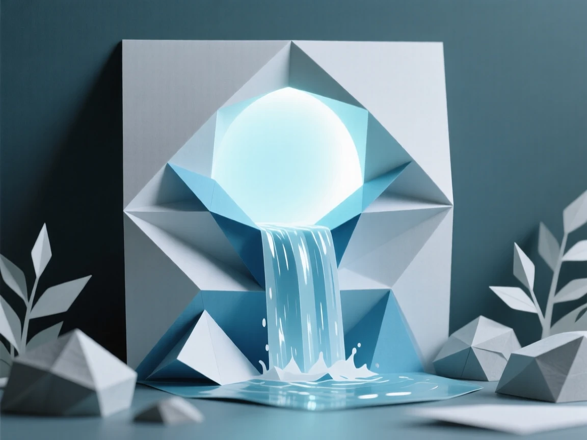 A hidden waterfall behind which a glowing portal shimmers between two worlds.