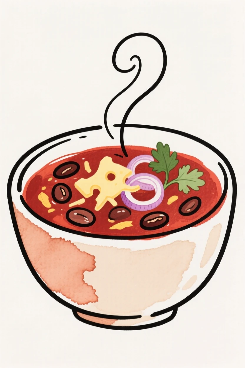 A bowl of chili with toppings