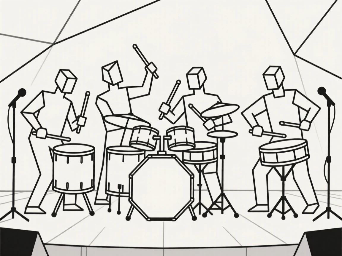A group of drummers performing a rhythmic ensemble