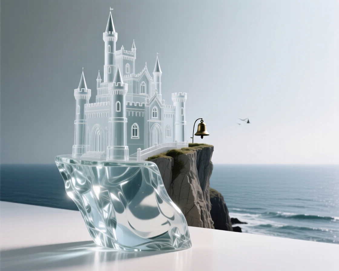 A castle perched dramatically on a cliff above the sea while the sound of distant bells drifts across the square