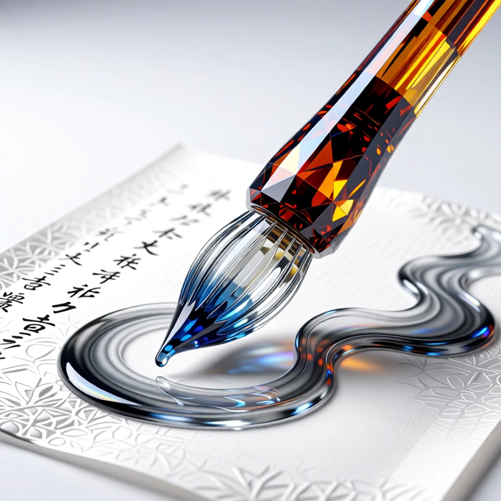 A Chinese calligrapher's brush captured mid-stroke, ink flowing across rice paper.