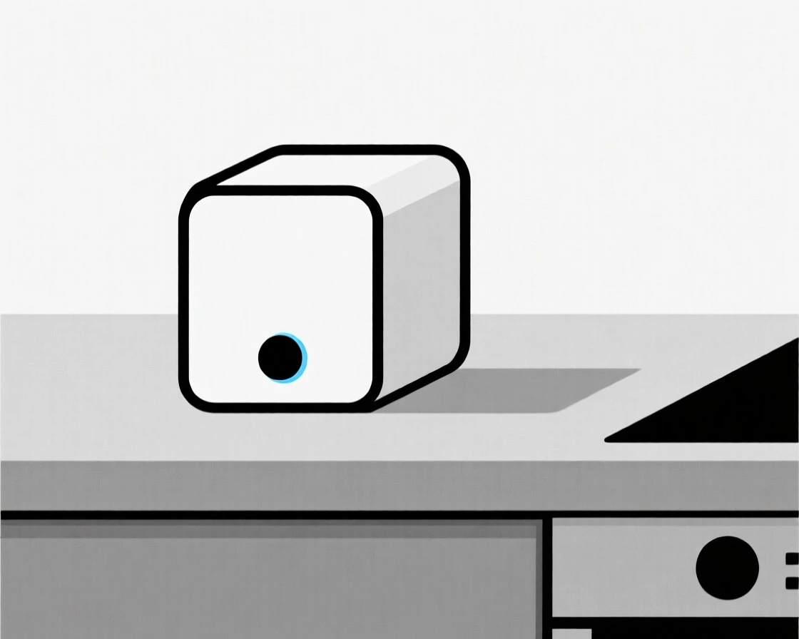 A smart home device on a kitchen counter