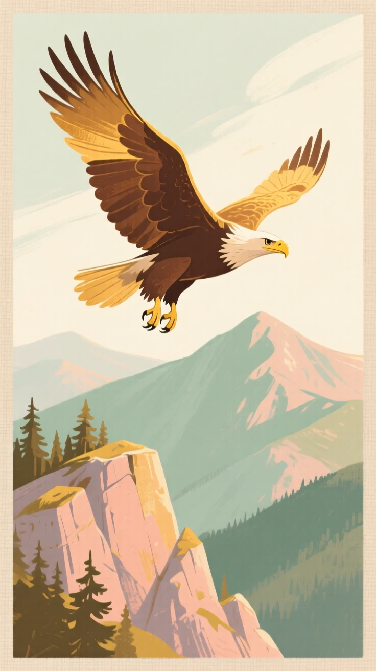 A golden eagle soaring above a rugged mountain range