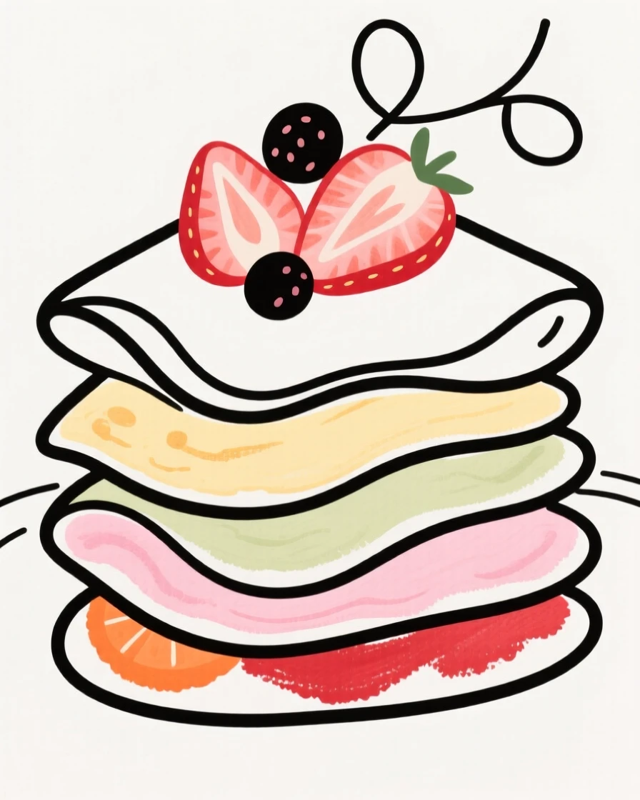 A stack of crepes with fruit