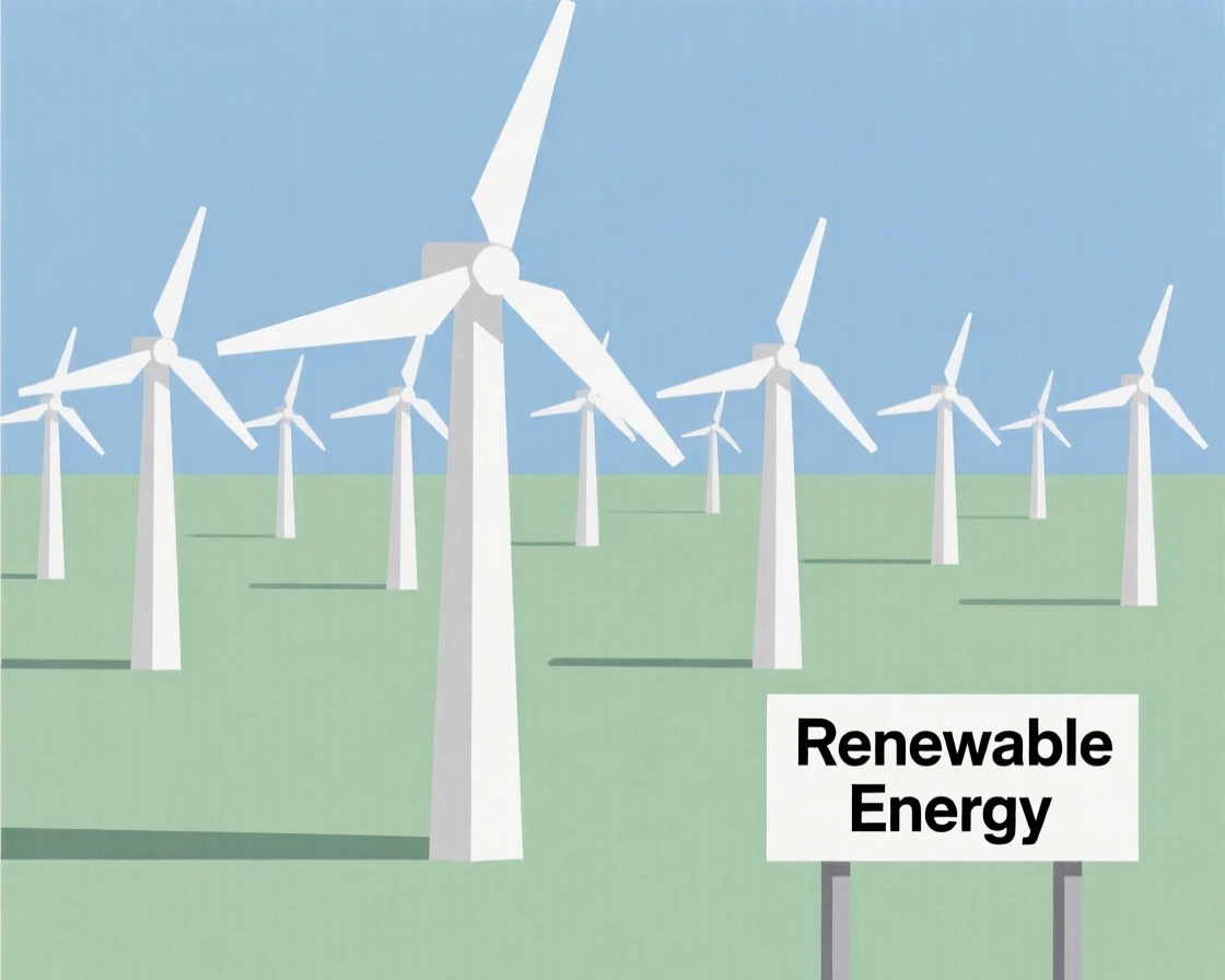 A wind turbine field generating renewable energy