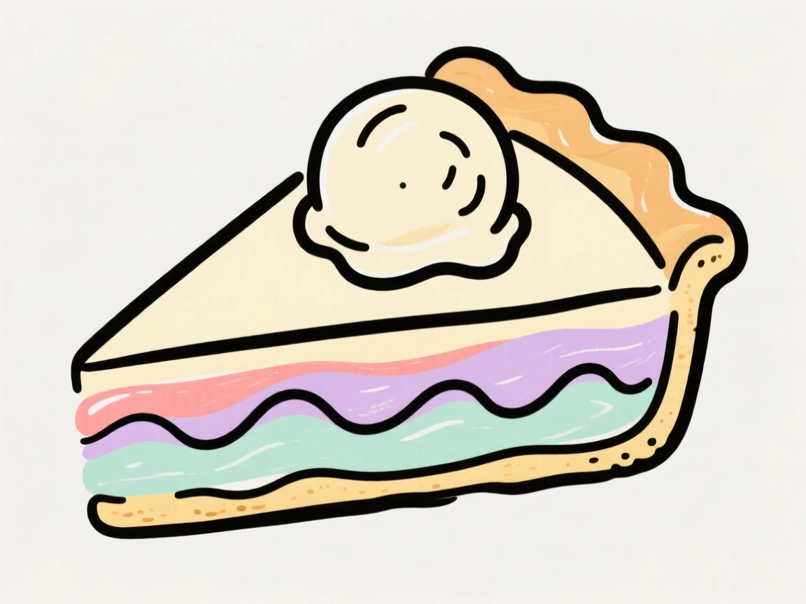 A slice of pie with a scoop of ice cream