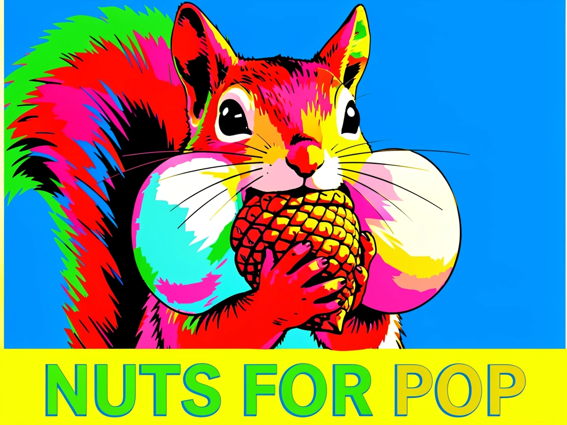 Squirrel stuffing an oversized acorn in its cheeks