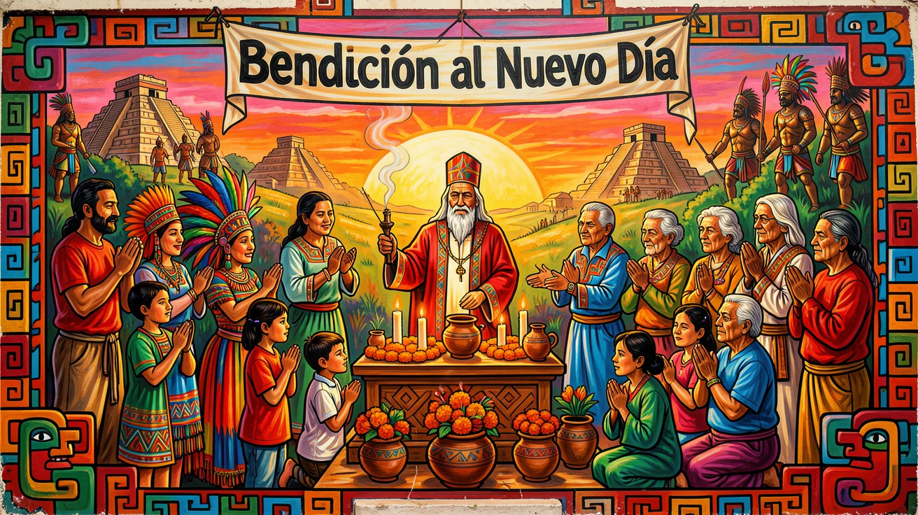 A group gathered for a blessing ceremony at sunrise