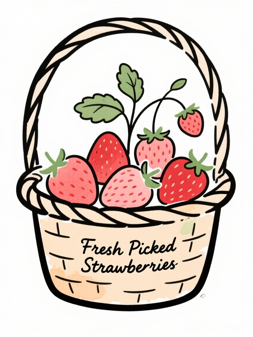 A basket of freshly picked strawberries