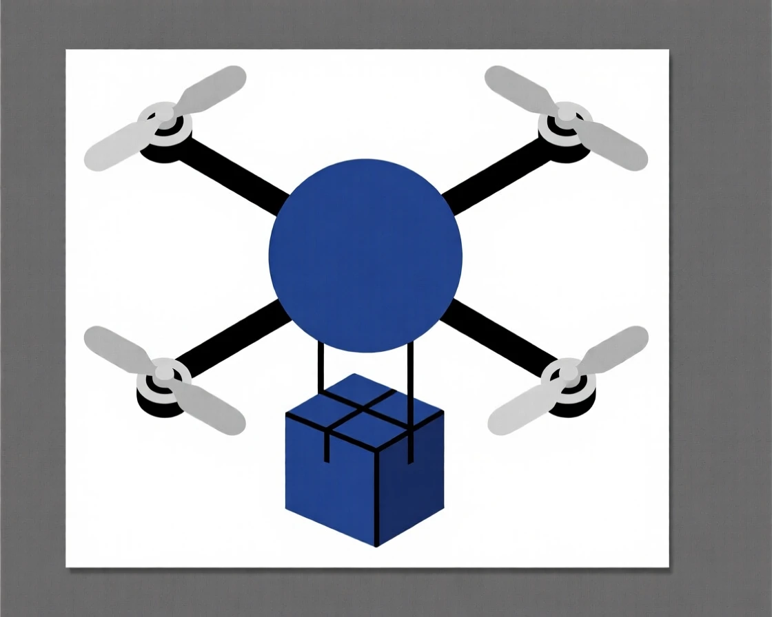 A delivery drone carrying a small package