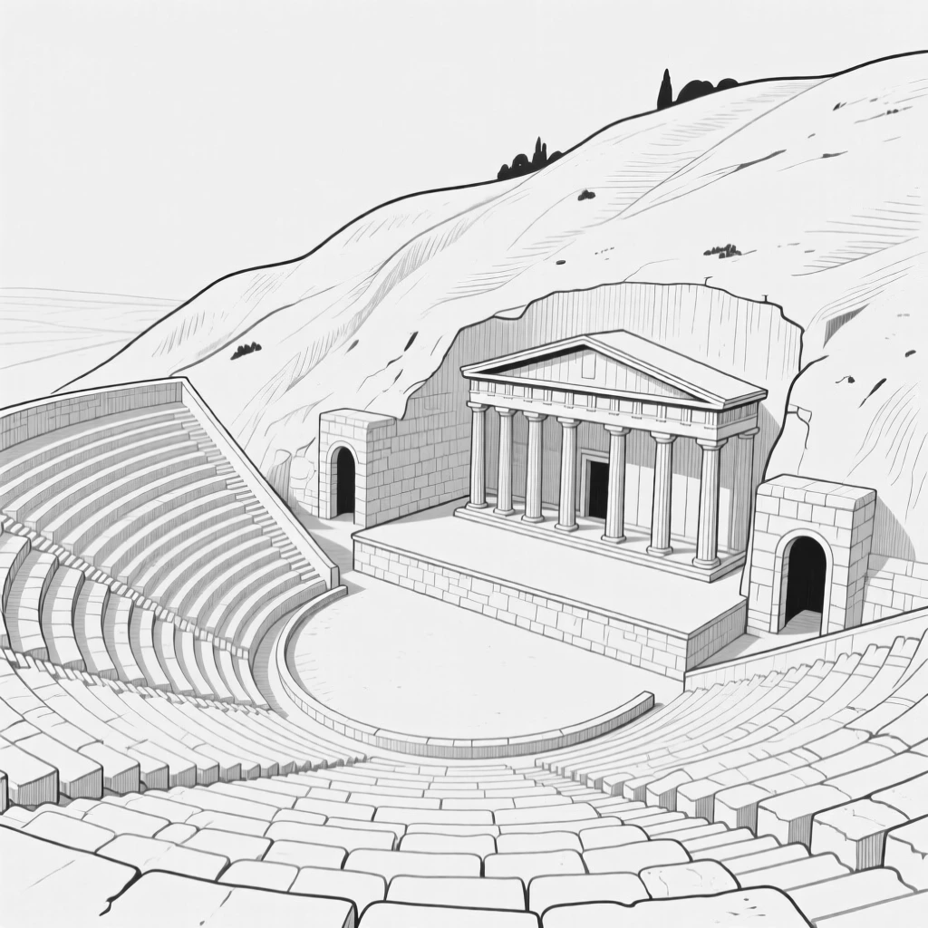 A famous ancient theater carved into a hillside