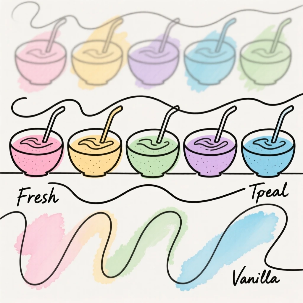 A row of colorful smoothie bowls