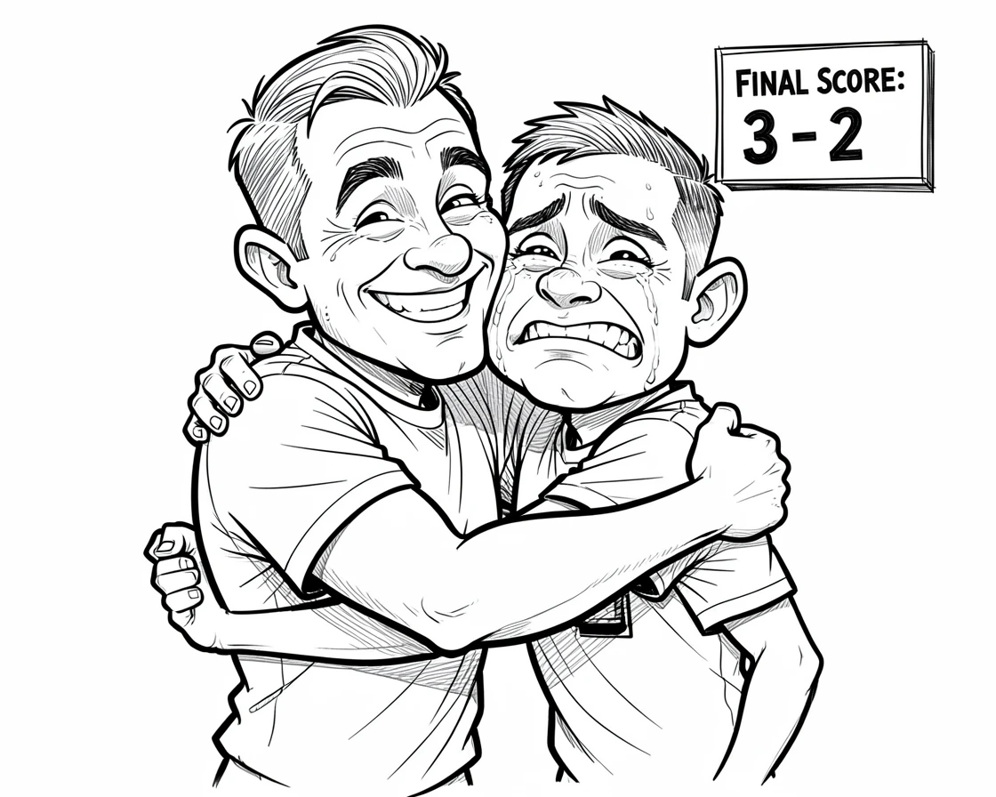 [Inspirational & Emotional Scenes] Touching, uplifting scene of a coach embracing a player after a hard-fought victory, evoking deep emotion