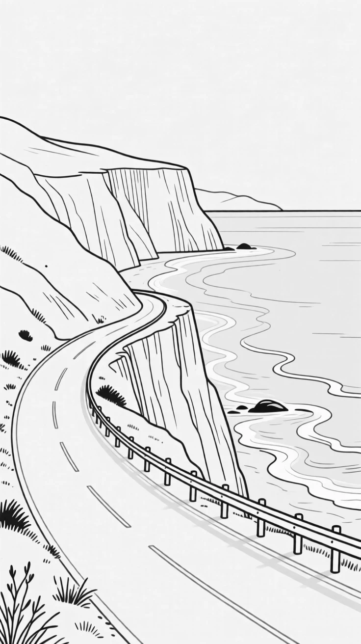 A scenic coastal drive with cliffs dropping to the sea below
