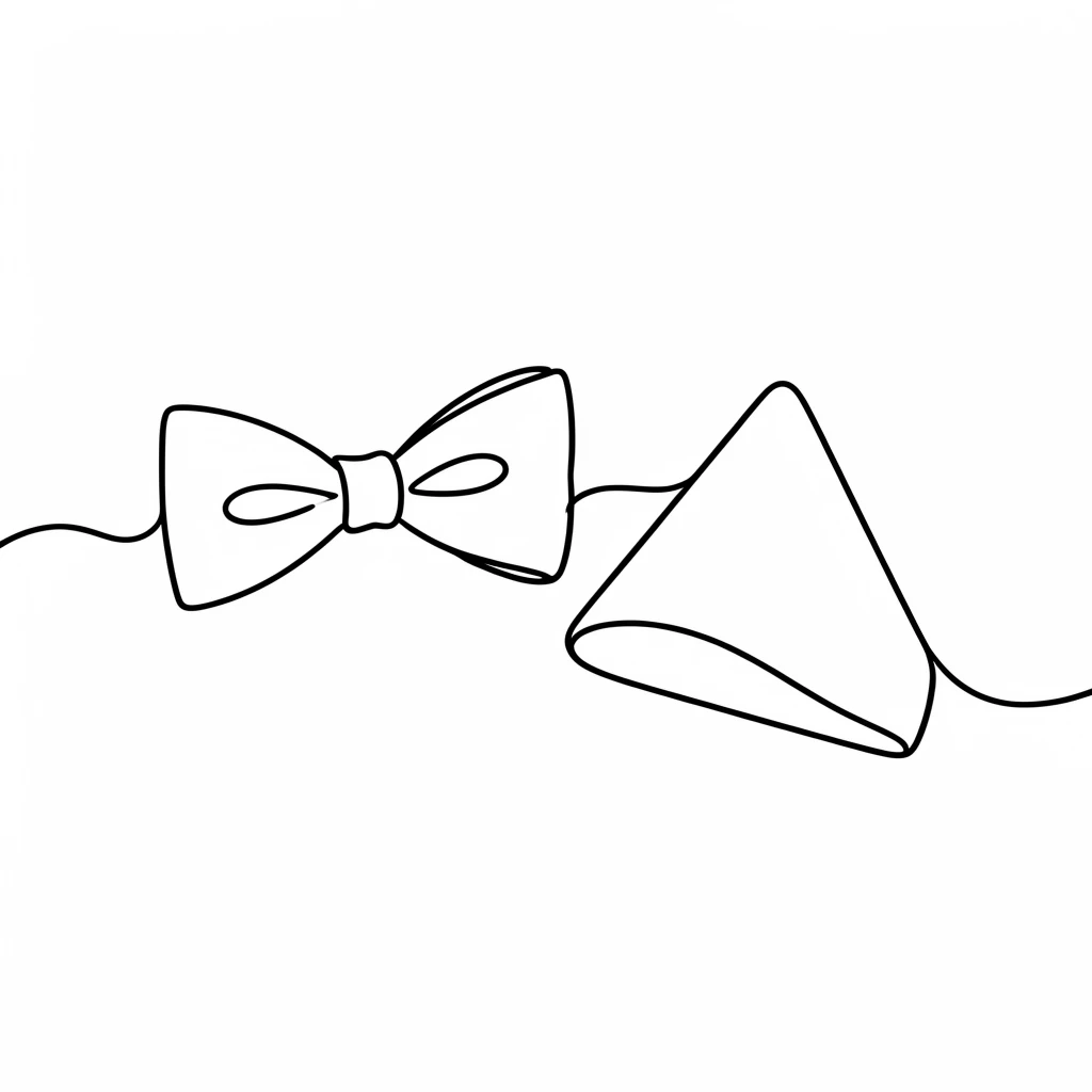 A tailored bowtie resting beside a folded pocket square