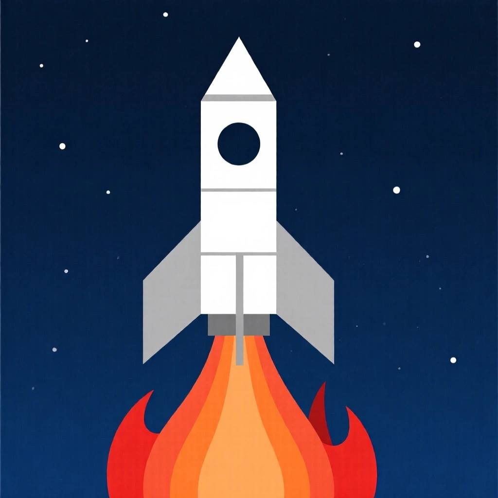 A rocket launching into space