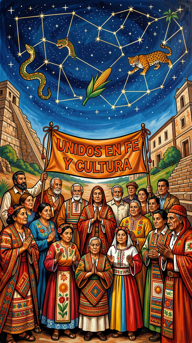 A group of worshippers chanting beneath a starlit sky