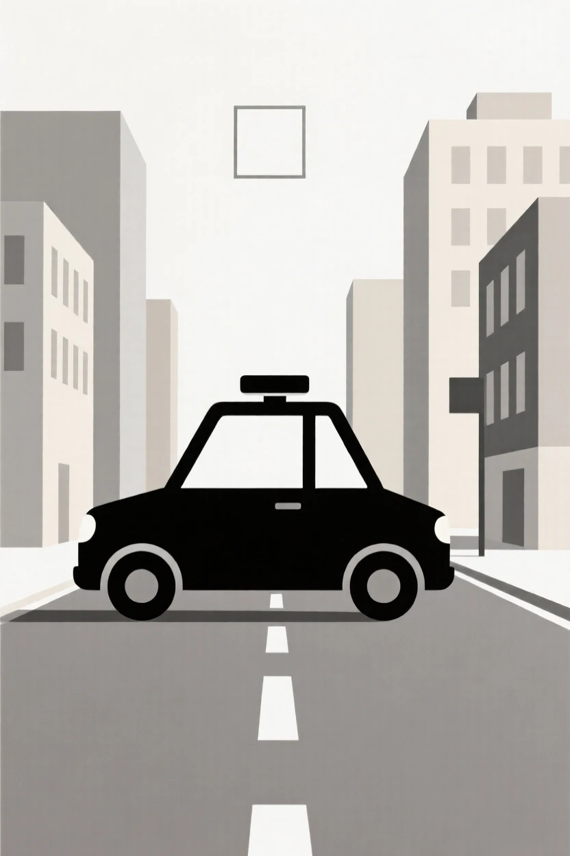 A self-driving car navigating a city street