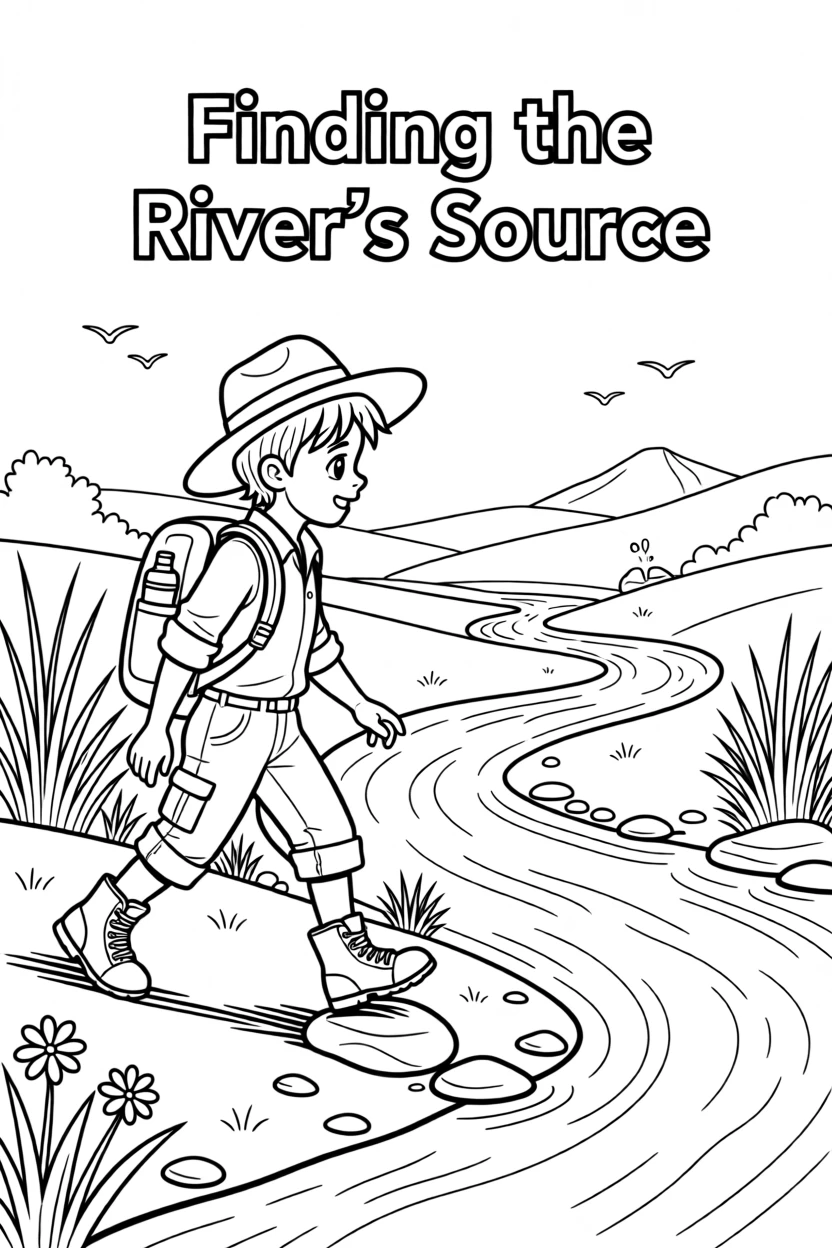 An adventurer following a river upstream to find its source