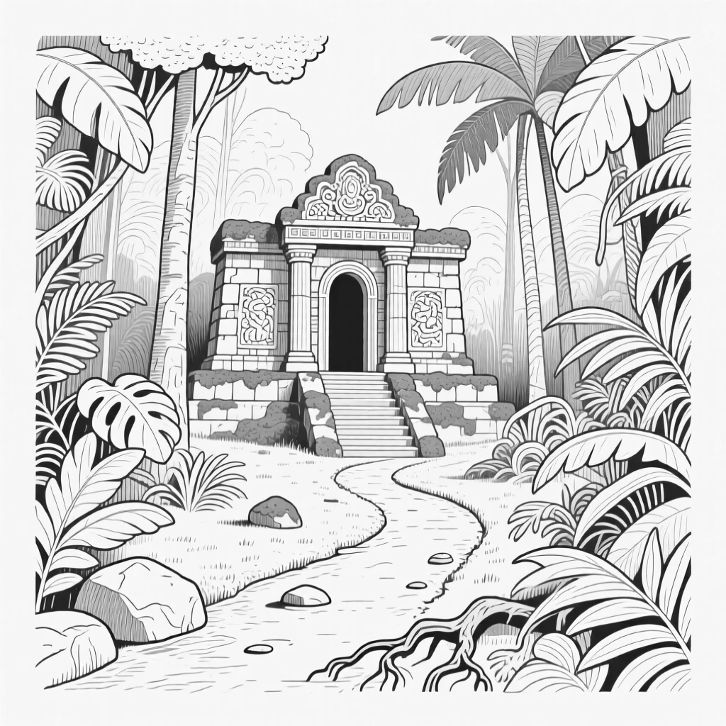 A jungle trek leading to a hidden ancient temple