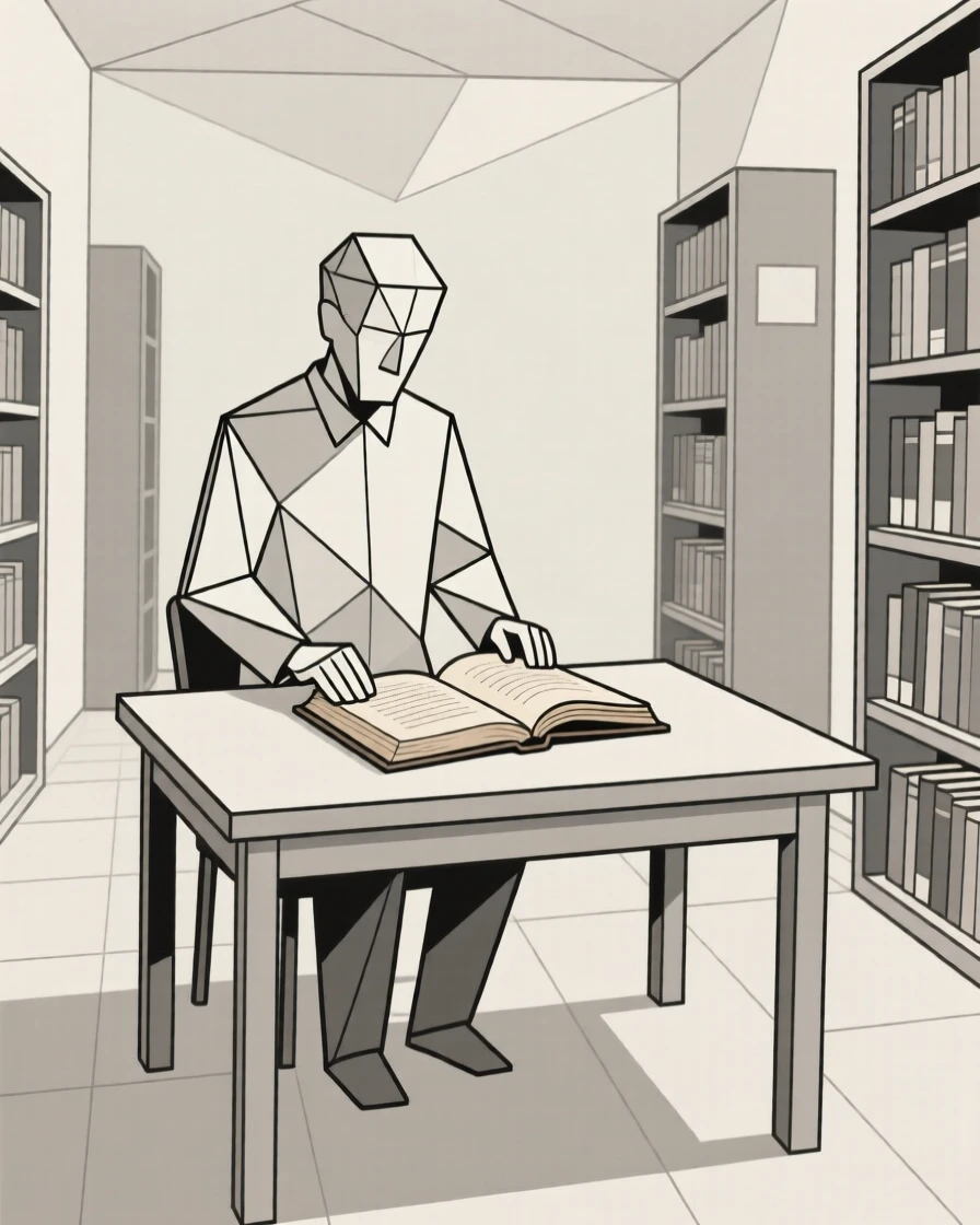 A archivist restoring an old manuscript in a library