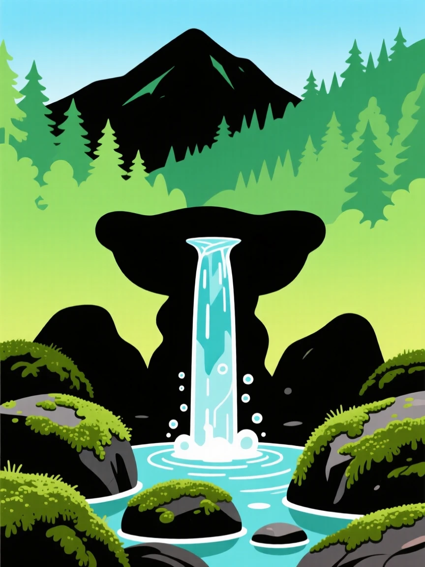 A crystal-clear mountain spring bubbling up between mossy stones.