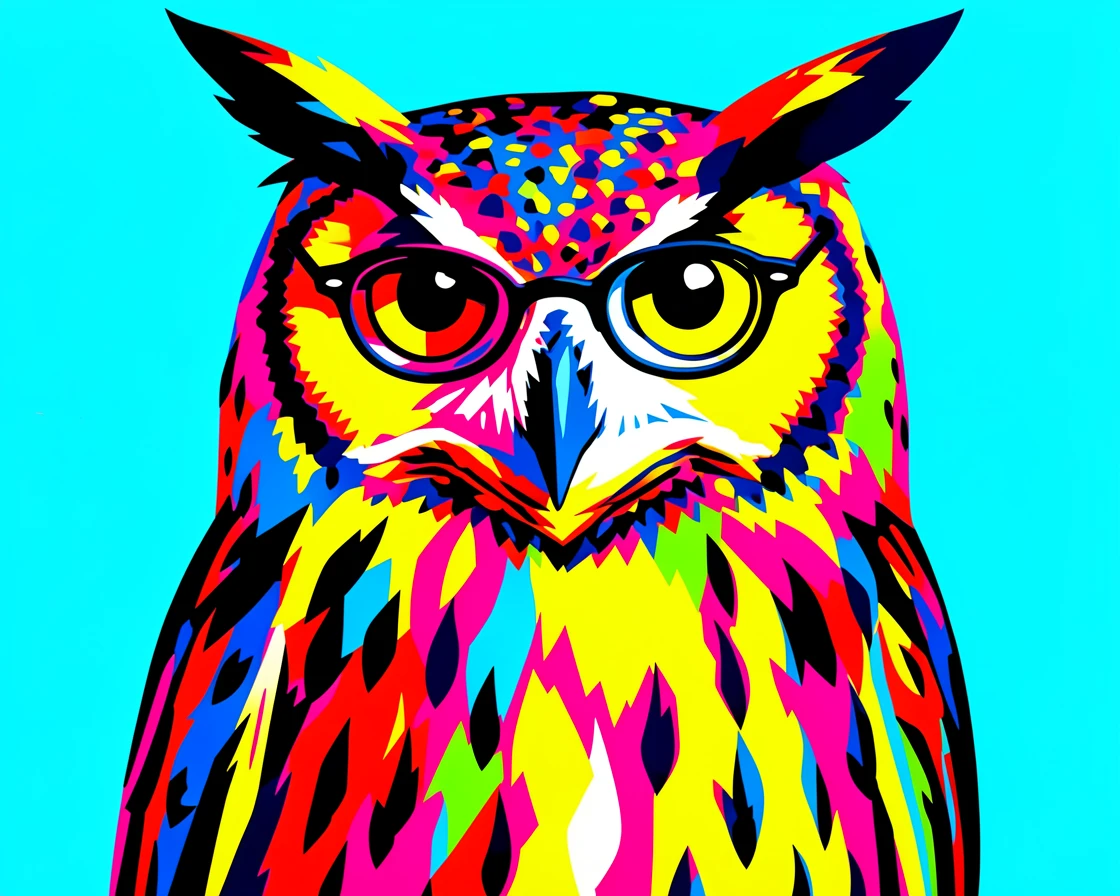 Owl wearing tiny reading glasses