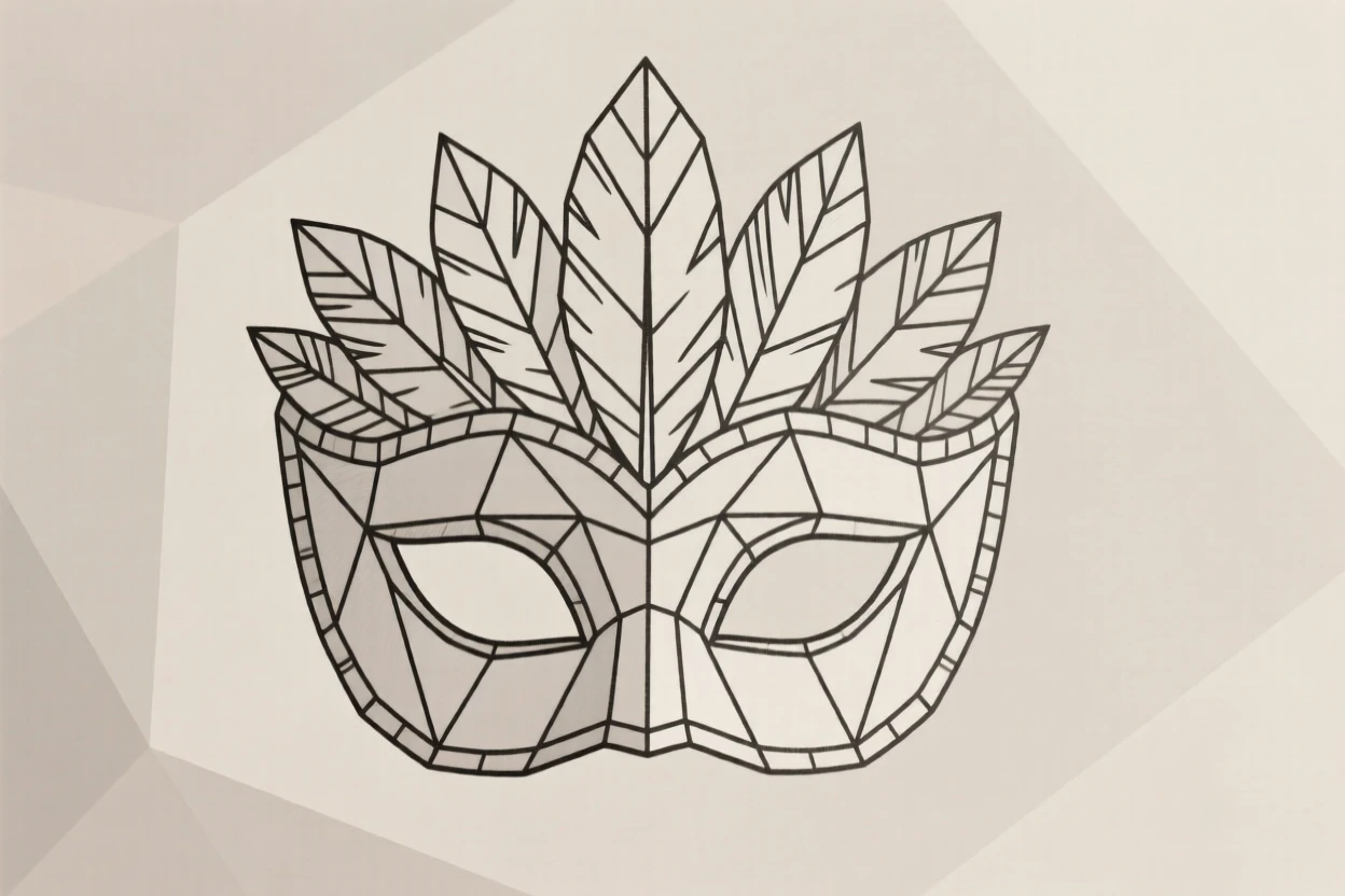 An elaborate feathered masquerade mask