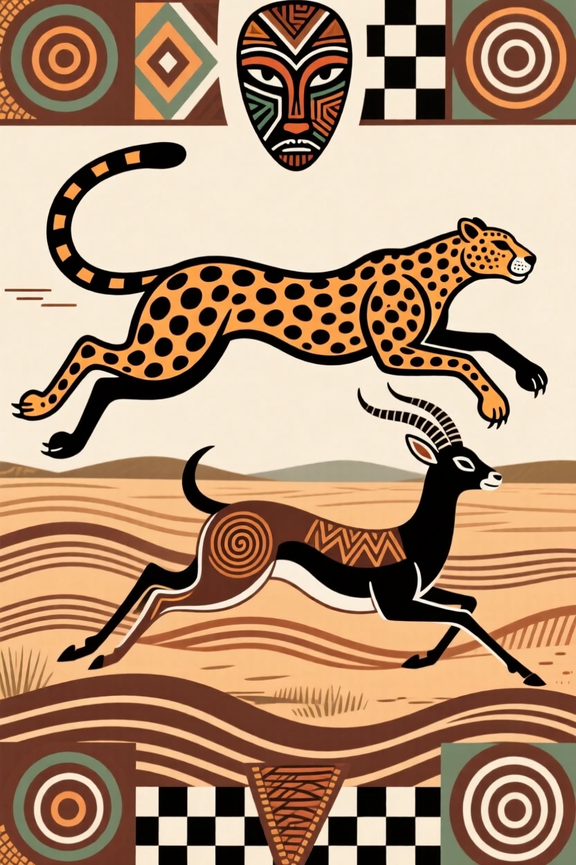 A cheetah mid-sprint chasing a gazelle across the plain.