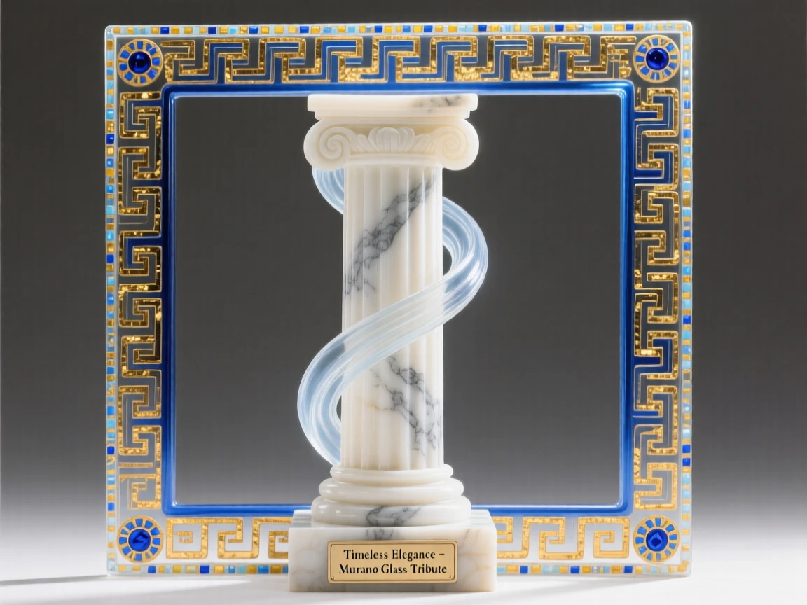 A Greek key pattern bordering an ancient marble column, timeless and elegant.