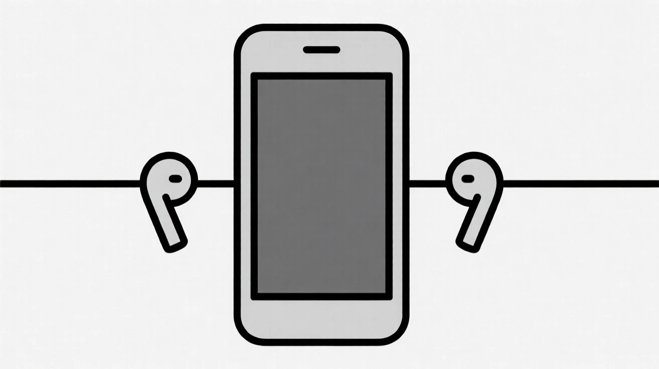 A smartphone connected to wireless earbuds