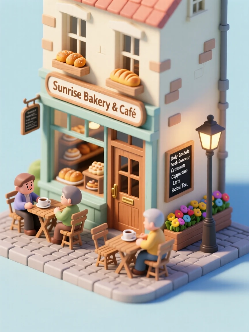A charming neighborhood bakery-turned-community-hub where neighbors gather for morning coffee and fresh bread every day.