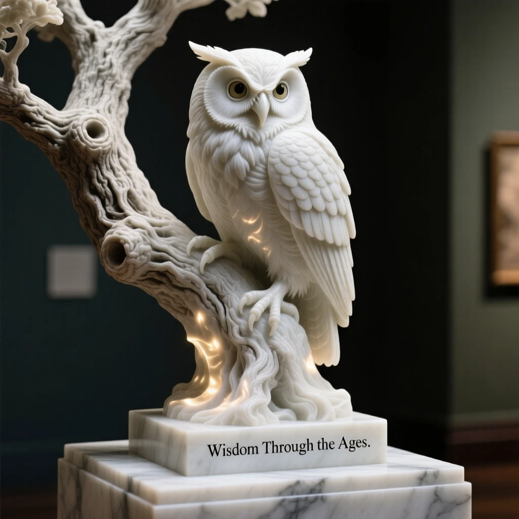 A vivid, emotionally rich scene of a wise old owl perched in an ancient oak, surrounded by soft, glowing light, designed to captivate and inspire