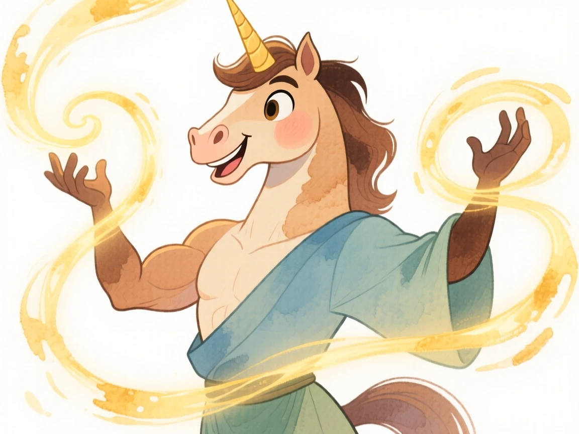 A centaur guardian casting a spell with swirling golden light