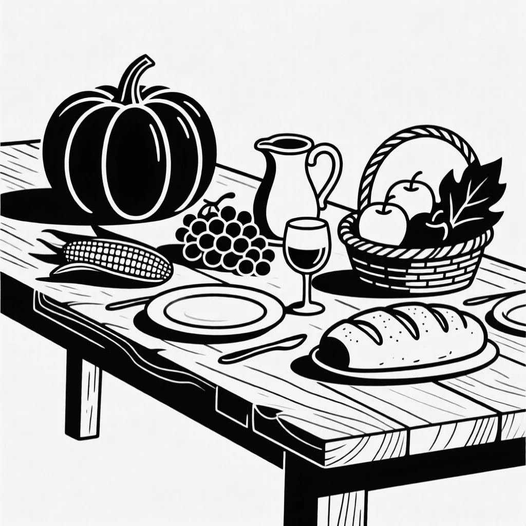 A rustic table spread with a harvest feast.
