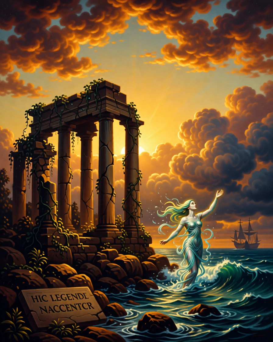 A sea goddess rises from a crumbling ancient temple as legends are born.