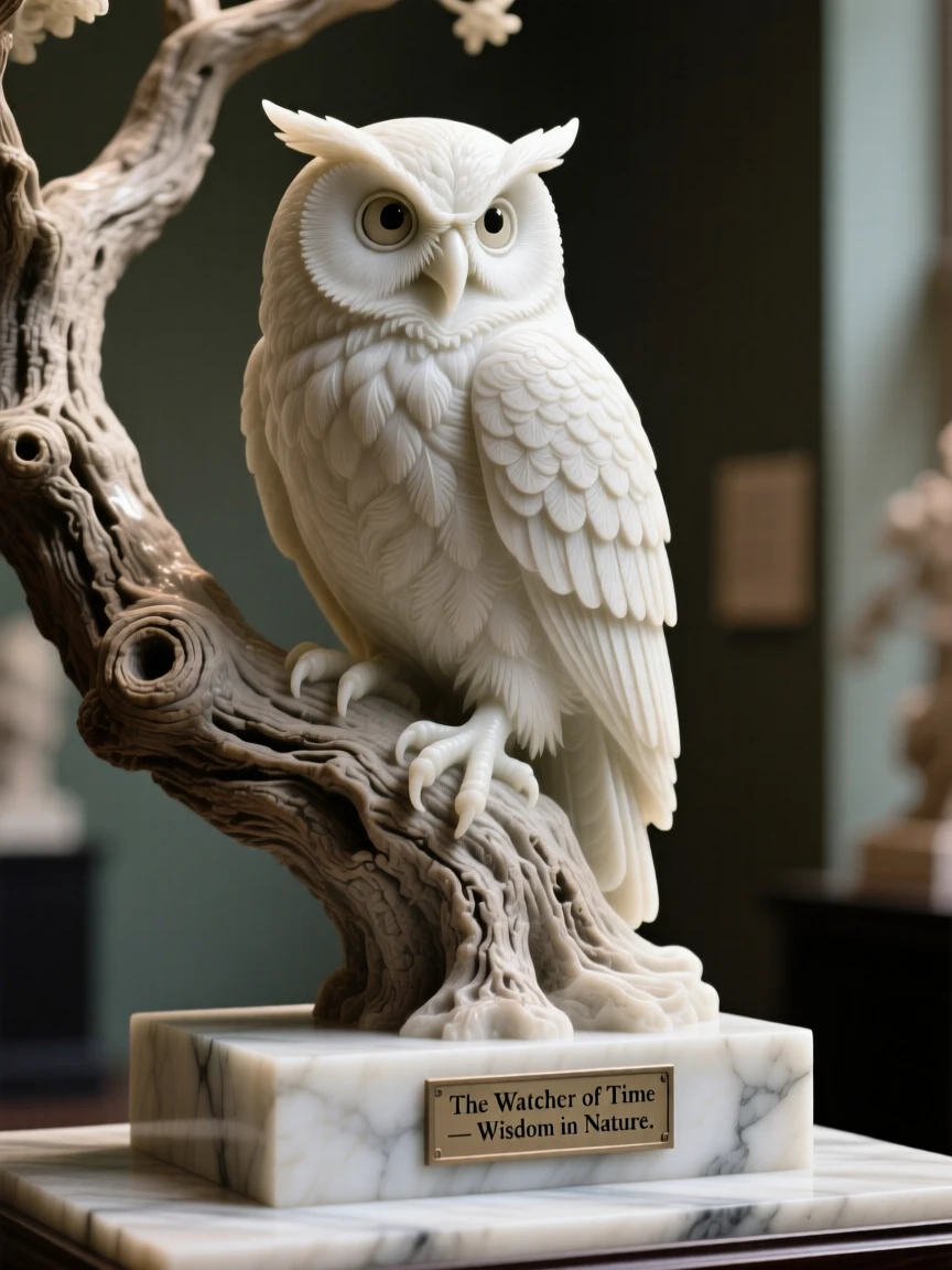 A beautifully composed image of a wise old owl perched in an ancient oak, surrounded by soft, glowing light, full of atmosphere and visual storytelling