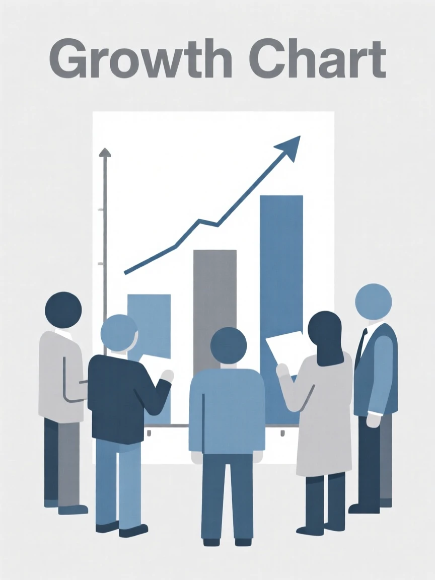 A group of investors reviewing a growth chart
