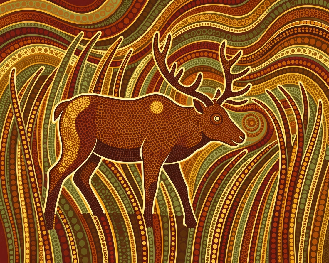 A caribou stalking silently through tall grass